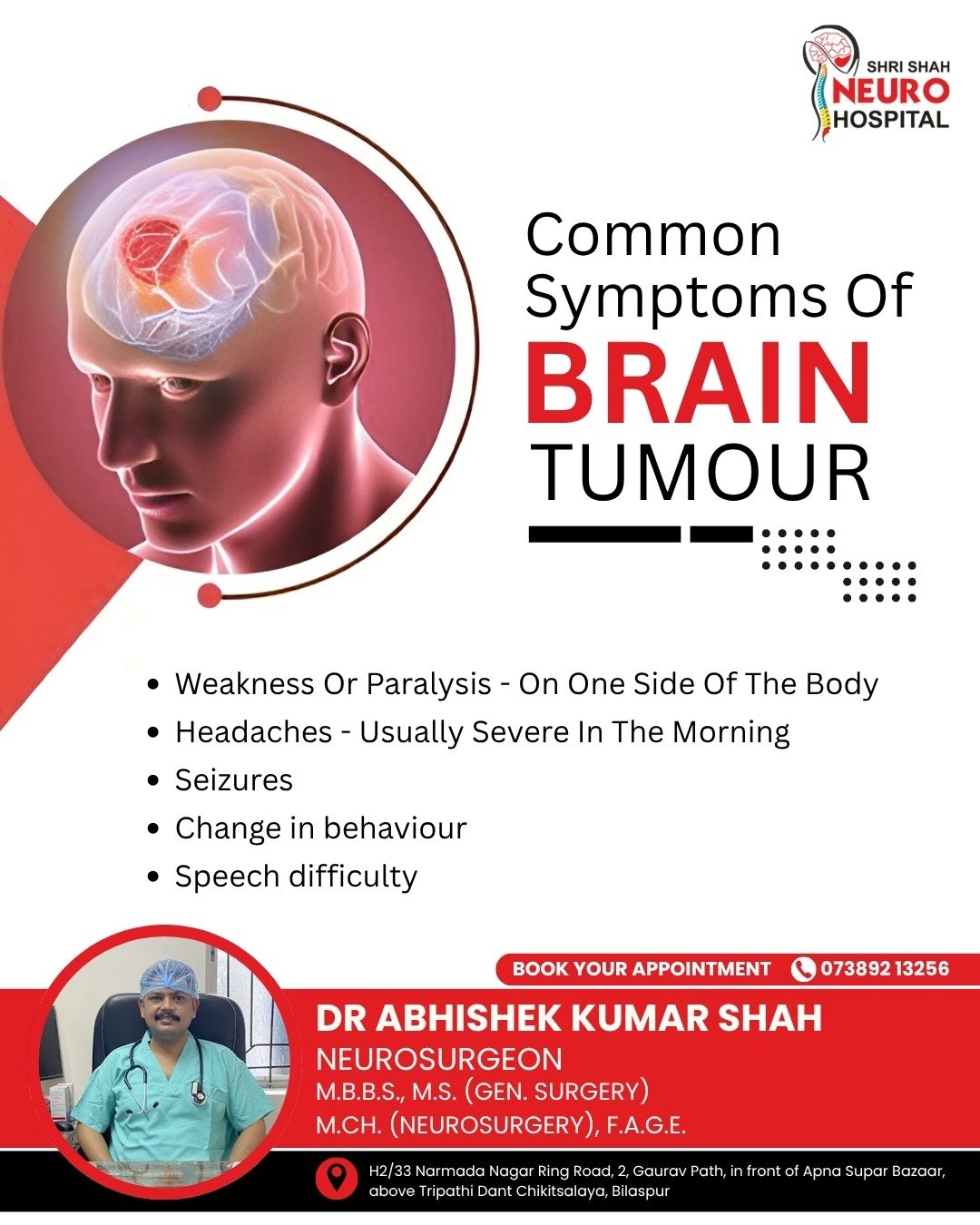 Common Symptoms of Brain Tumour Shared by Dr. Abhishek Kumar Shah