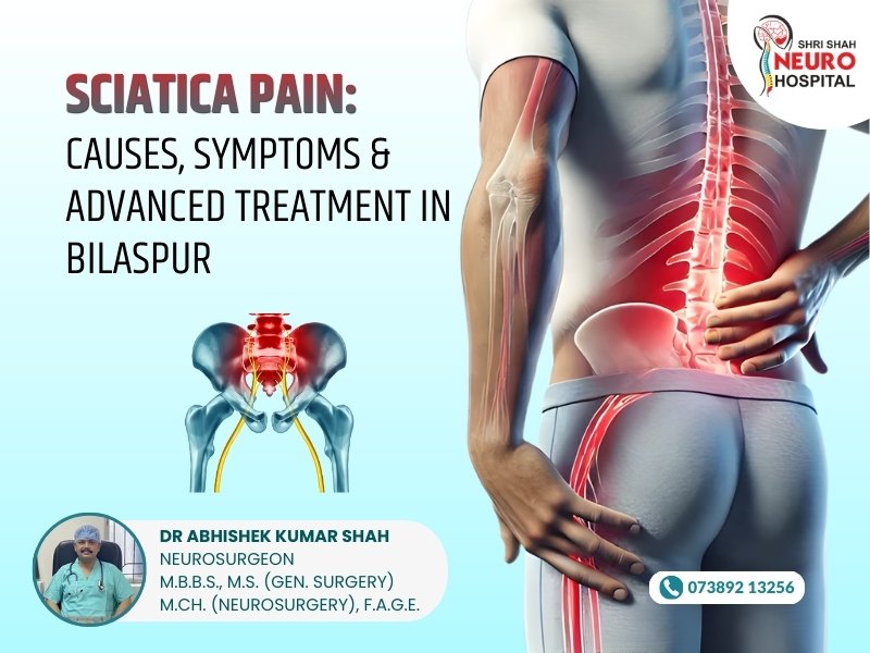 Understanding the causes, symptoms, and advanced Sciatica Treatment in Bilaspur at SHRI SHAH NEURO HOSPITAL by Dr Abhishek Kumar Shah.