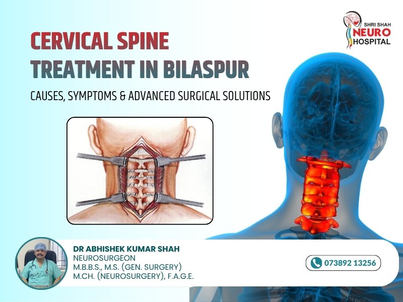 Advanced cervical spine treatment in Bilaspur by Dr Abhishek Kumar Shah for neck pain, slip disc, nerve compression, and cervical spondylosis using minimally invasive surgery